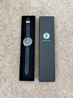 NEW Apache Pine Sqwatch Swiss Movement Watch, Dark Wood Case, Leather Strap